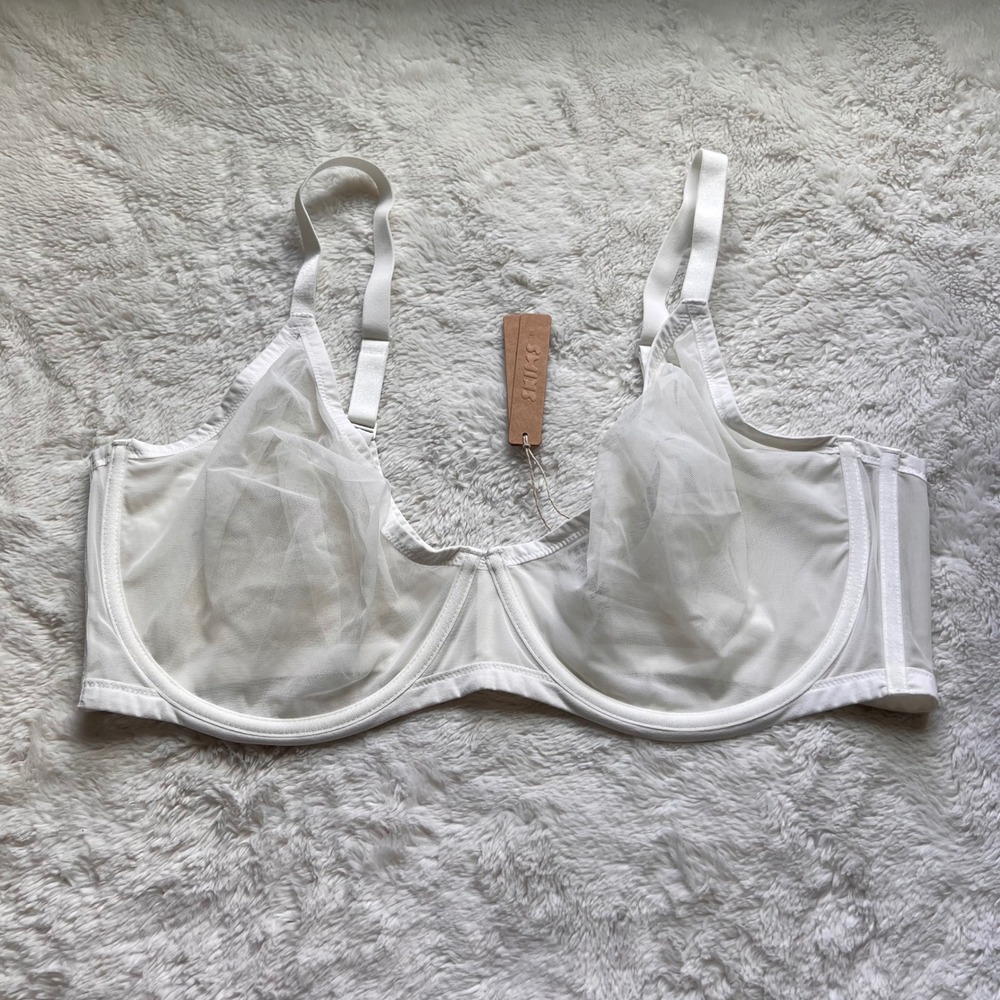 SKIMS Ultra Fine Mesh Underwire Scoop Bra Marble White BR-UWR-2010 44DDDD NWT